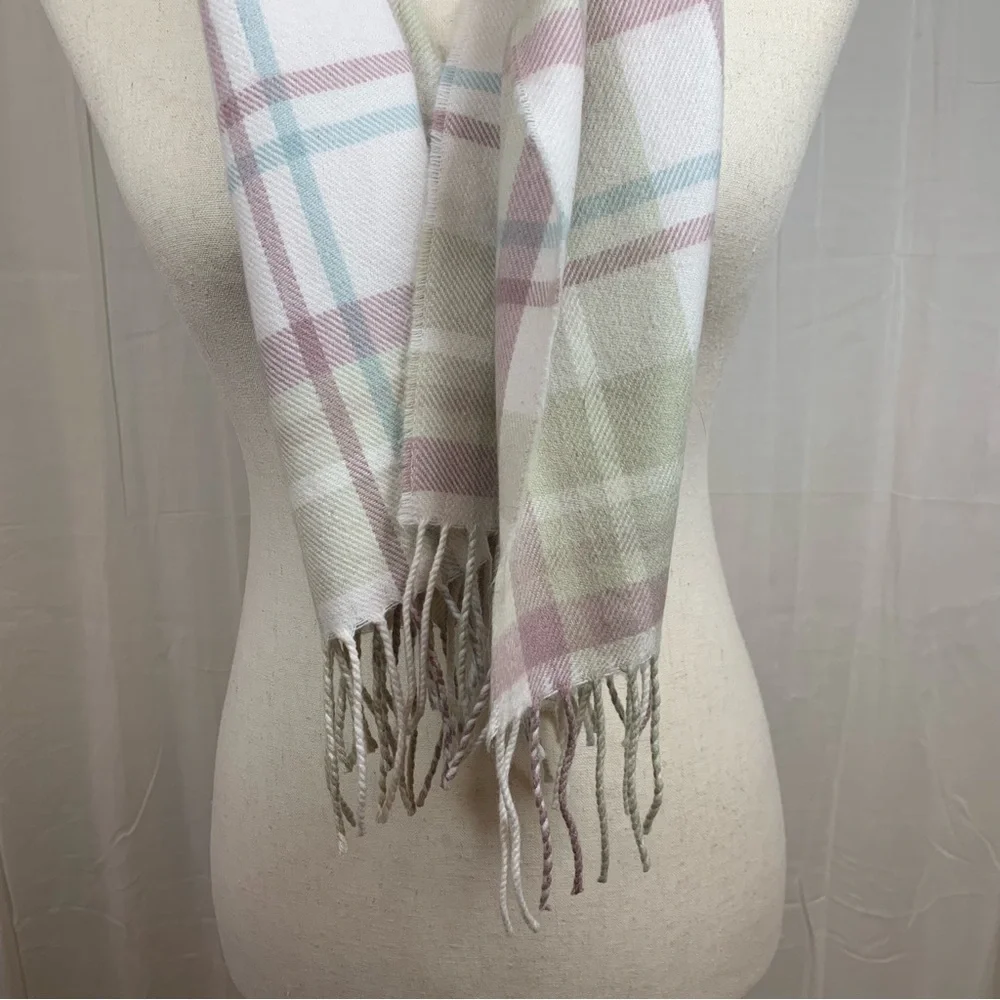 Unbranded Check Plaid Scarf Ivory‎ Light Blue Mauve Beige